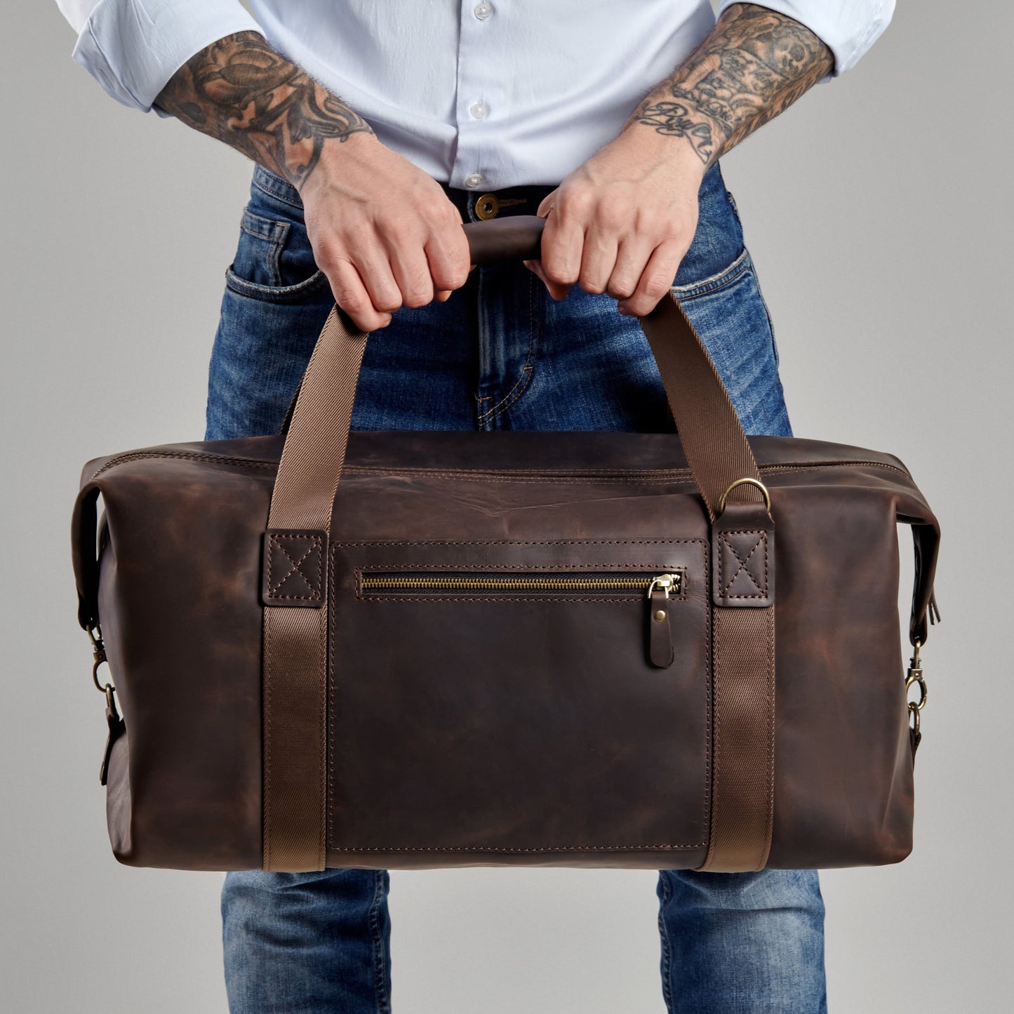 Handmade Reisetasche aus Leder VITTORIO