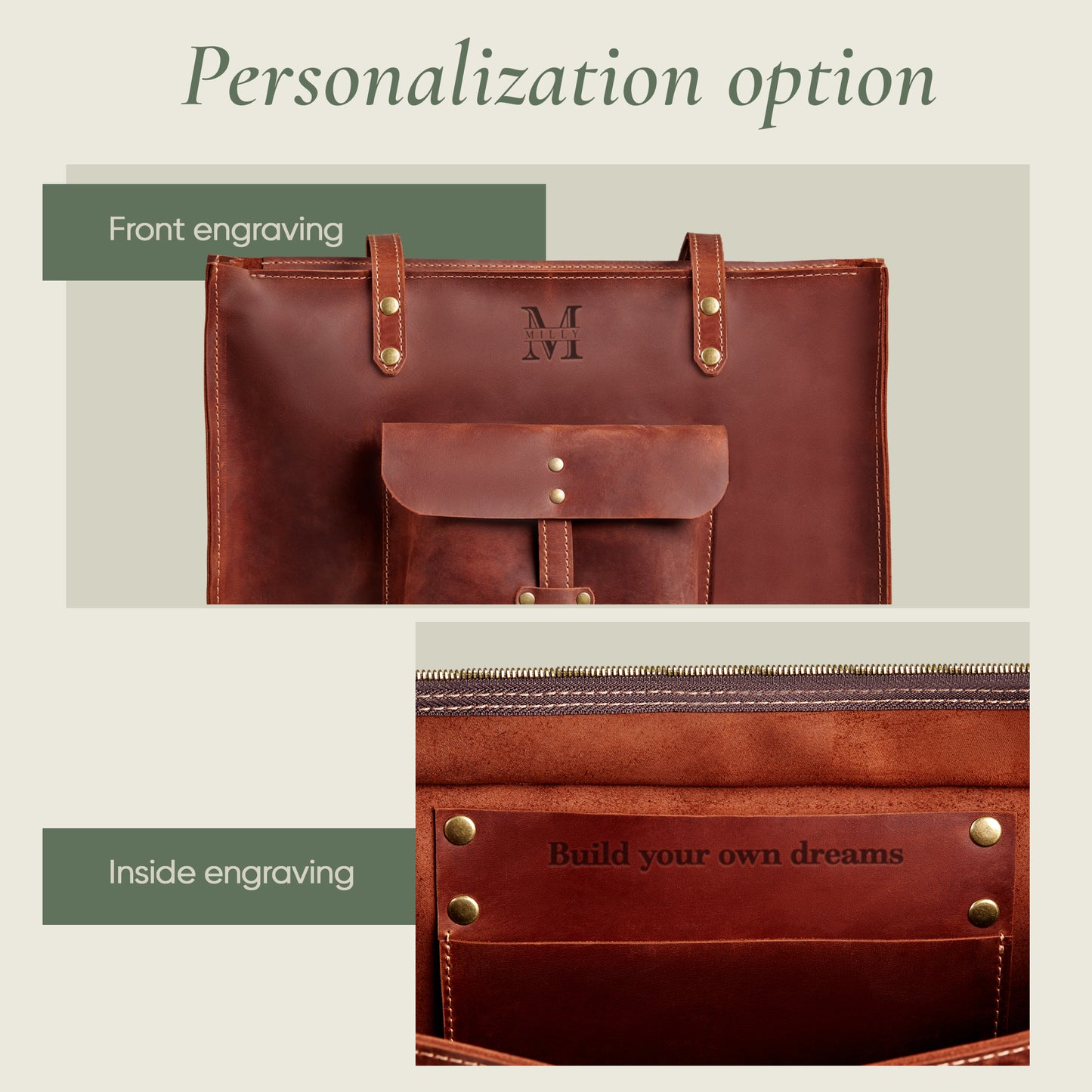 Handmade Laptoptasche aus Leder CAROL