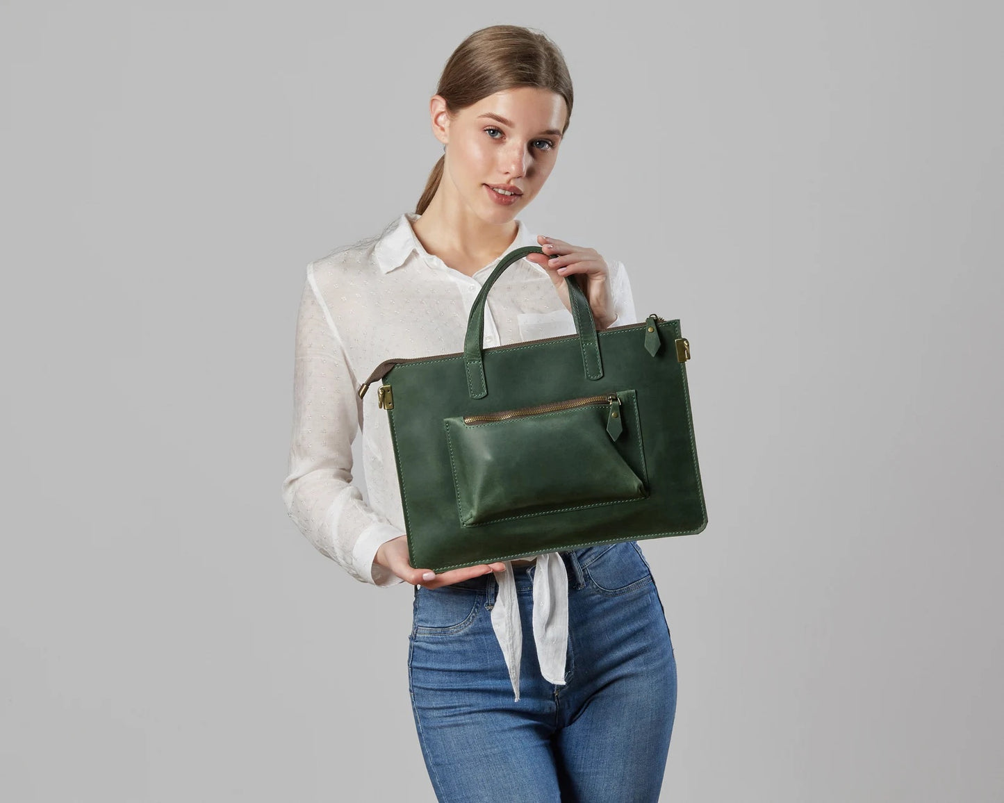 Handmade Laptoptasche aus Leder ALESSIA