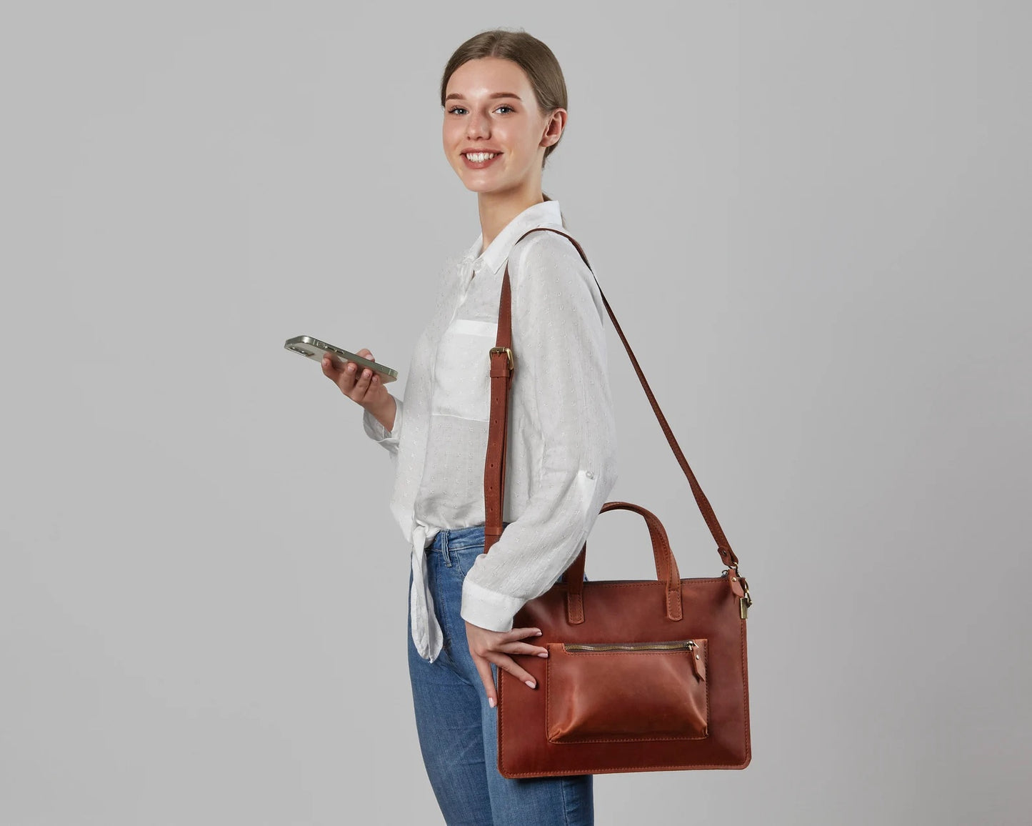 Handmade Laptoptasche aus Leder ALESSIA