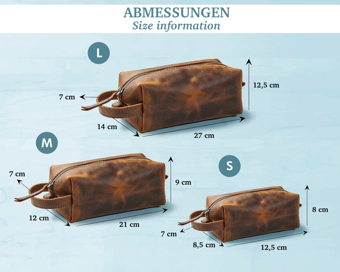 Handmade Geschenkset Kulturbeutel aus Leder