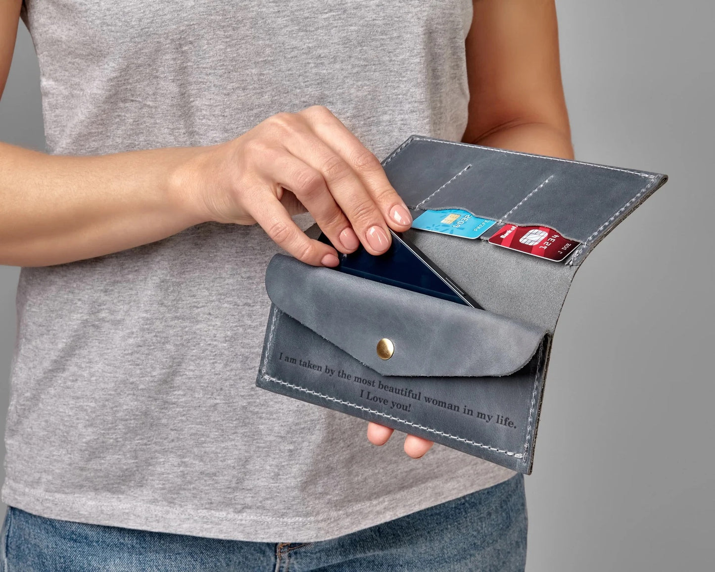 Handmade leather wallet organizer