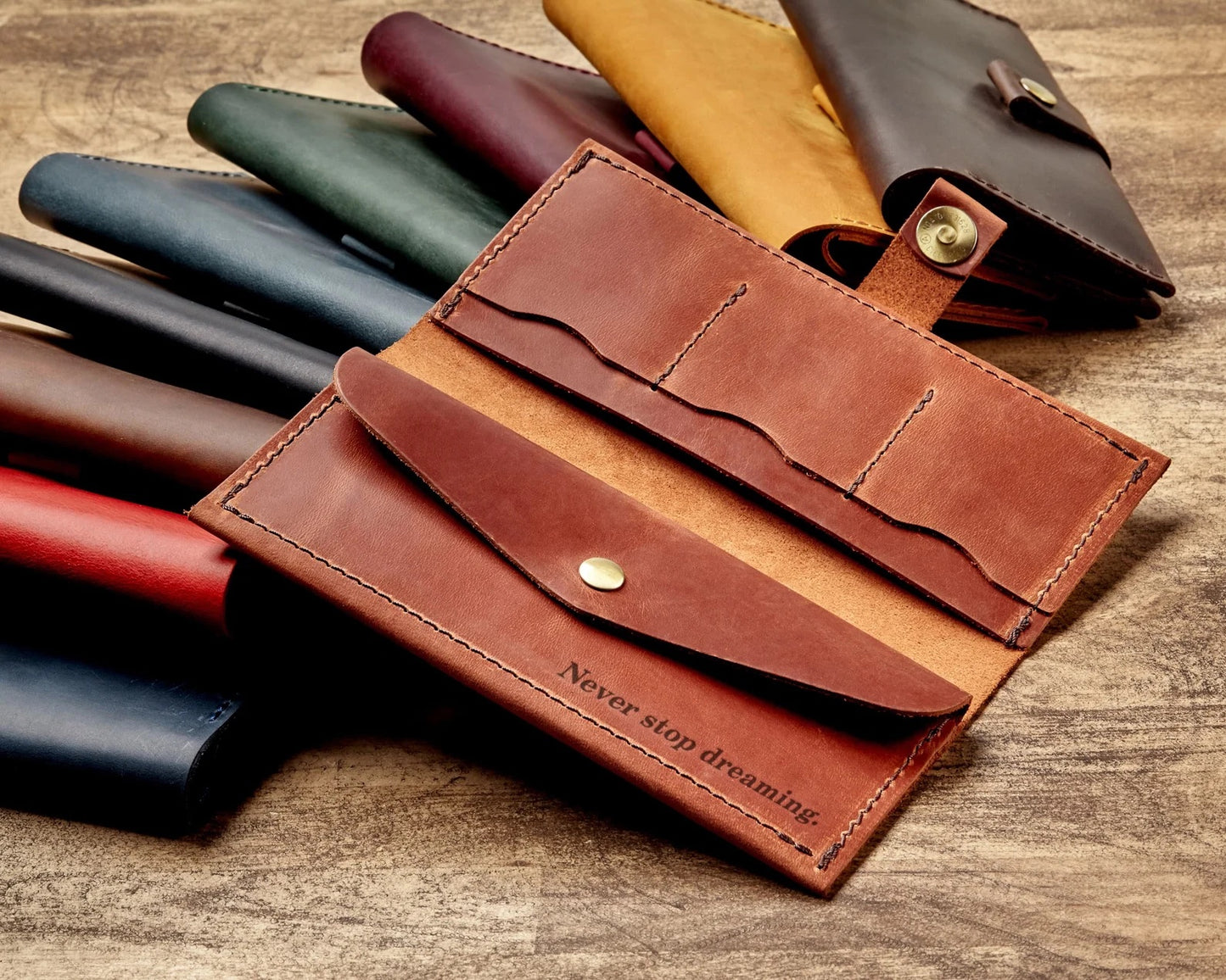 Handmade leather wallet organizer