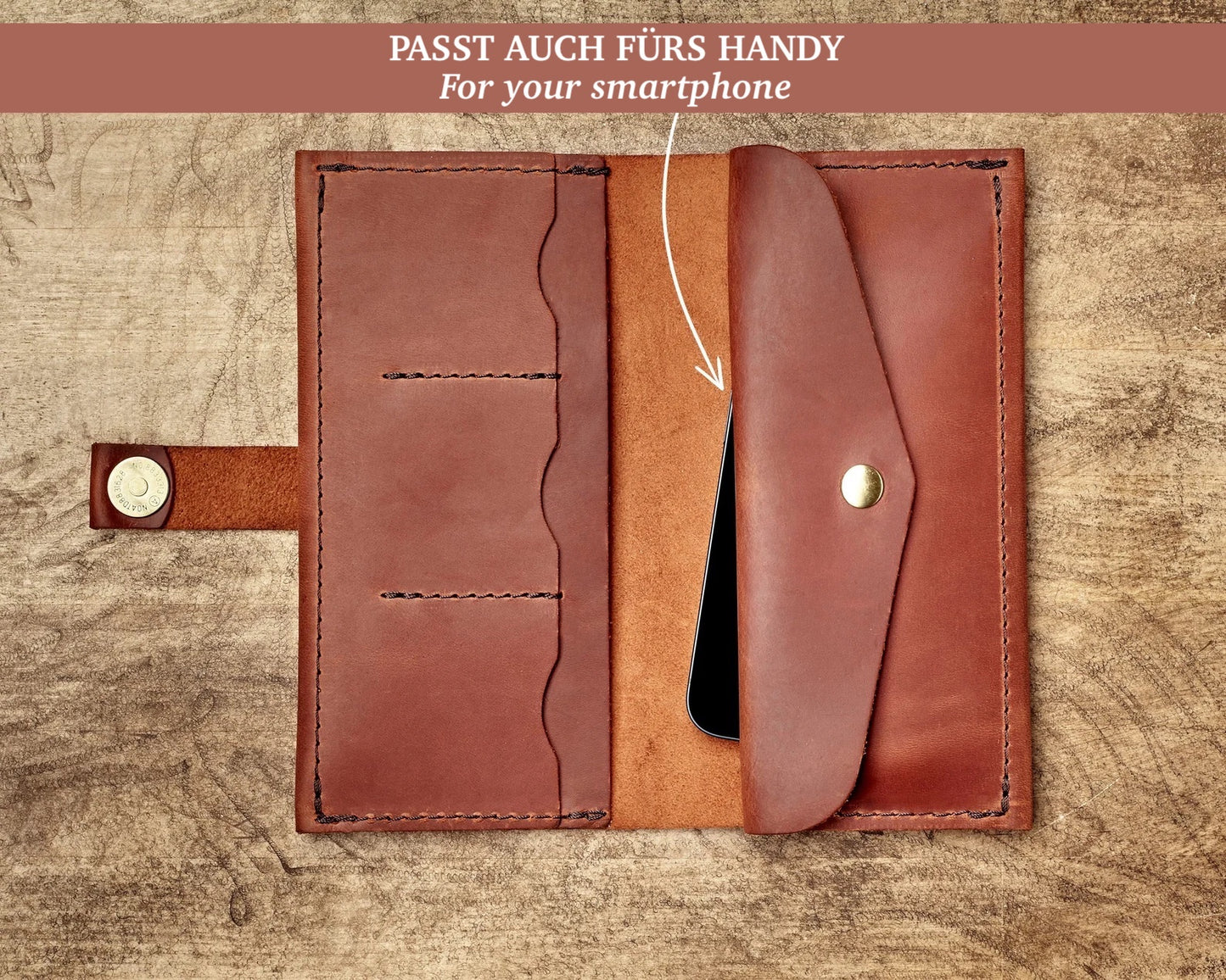 Handmade leather wallet organizer