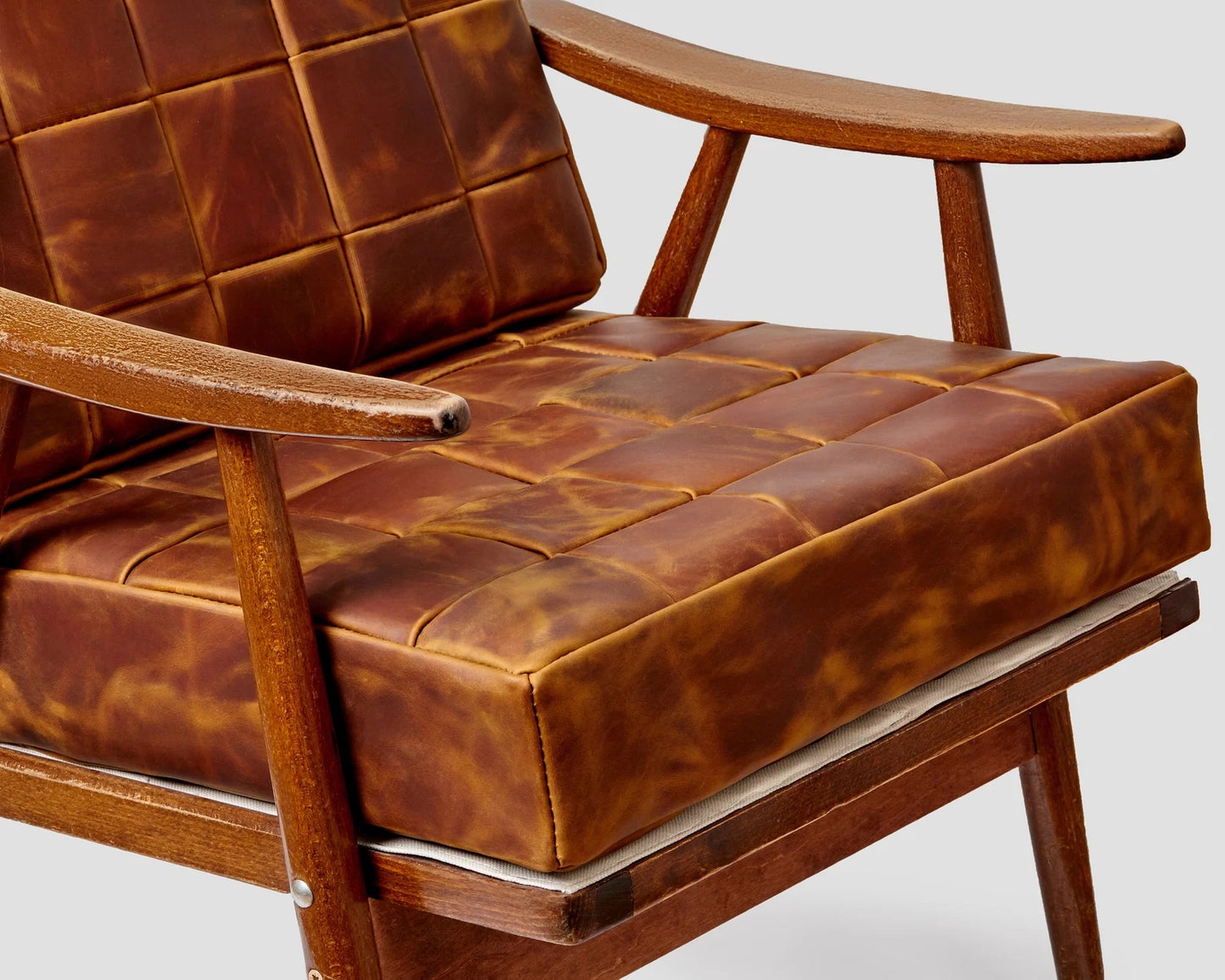 Handmade leather square seat cushion