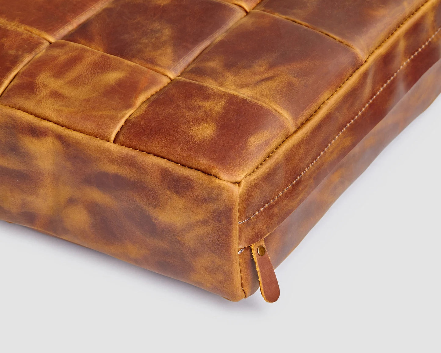 Handmade leather square seat cushion