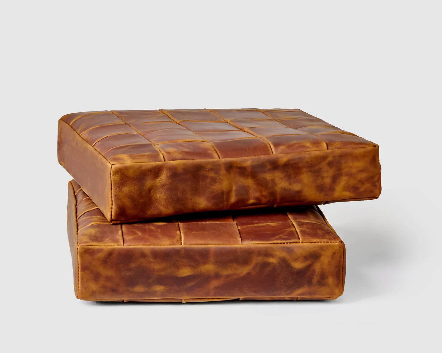 Handmade leather square seat cushion