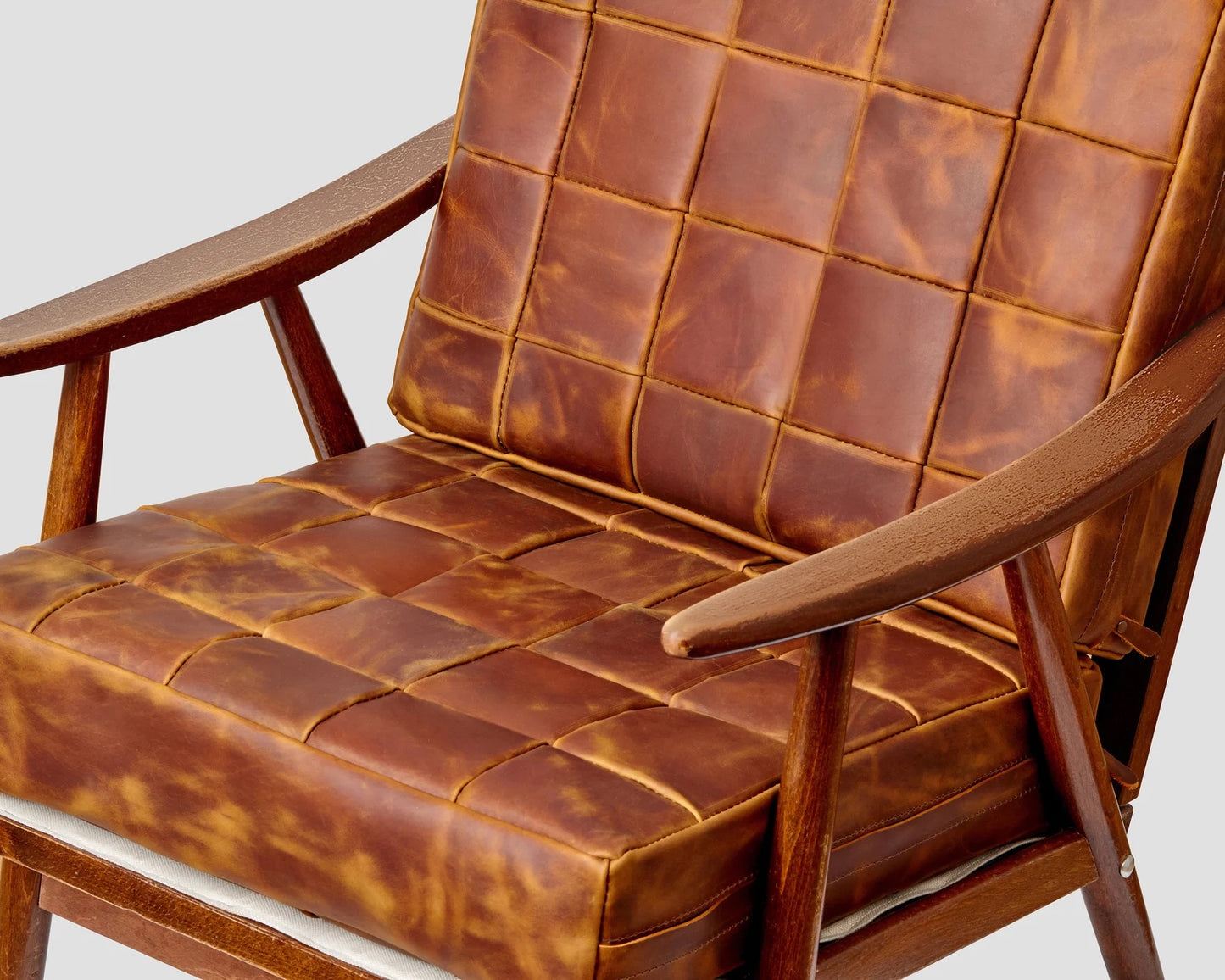Handmade leather square seat cushion