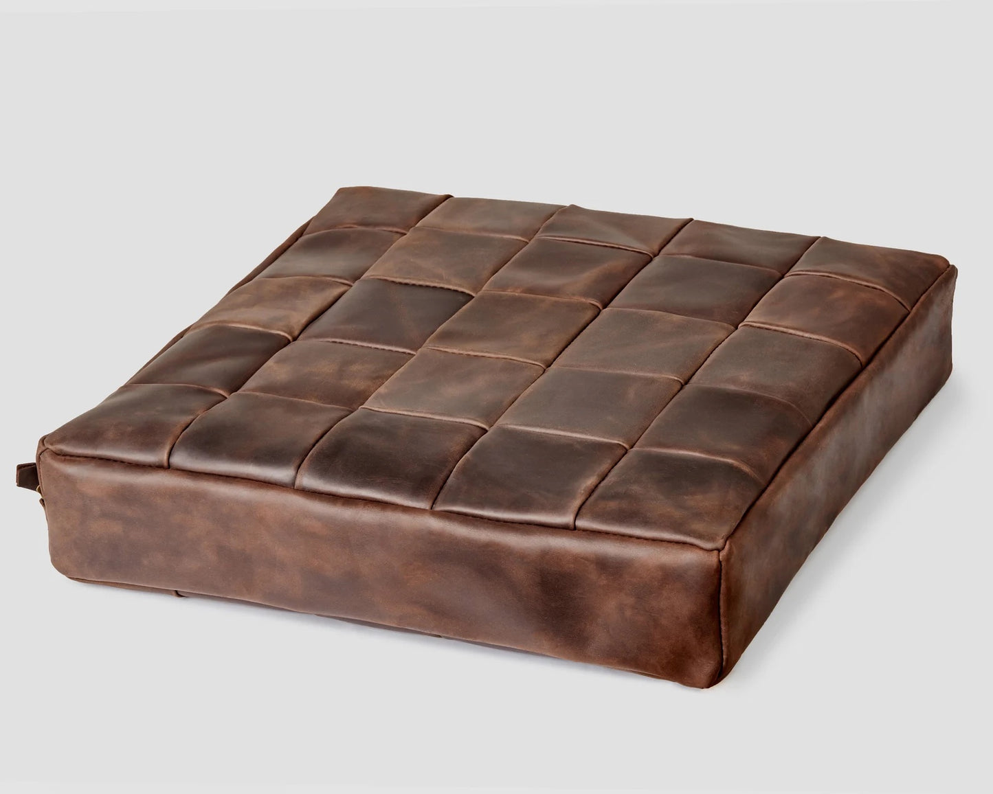 Handmade leather square seat cushion
