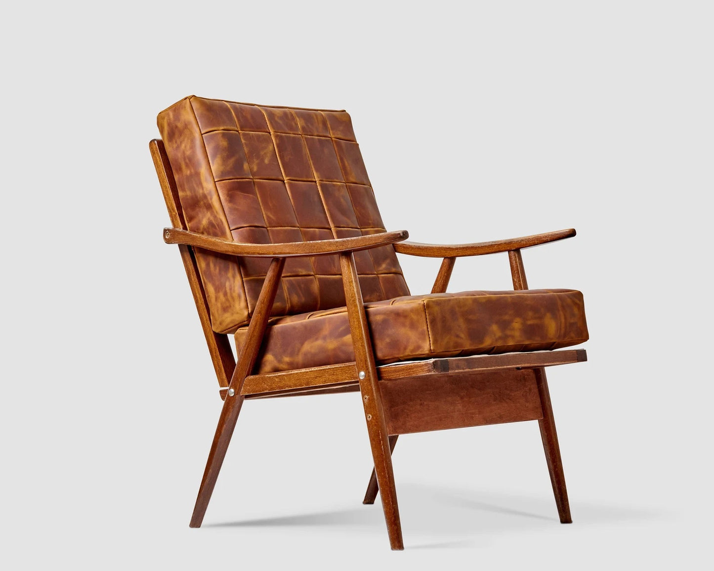 Handmade leather square seat cushion