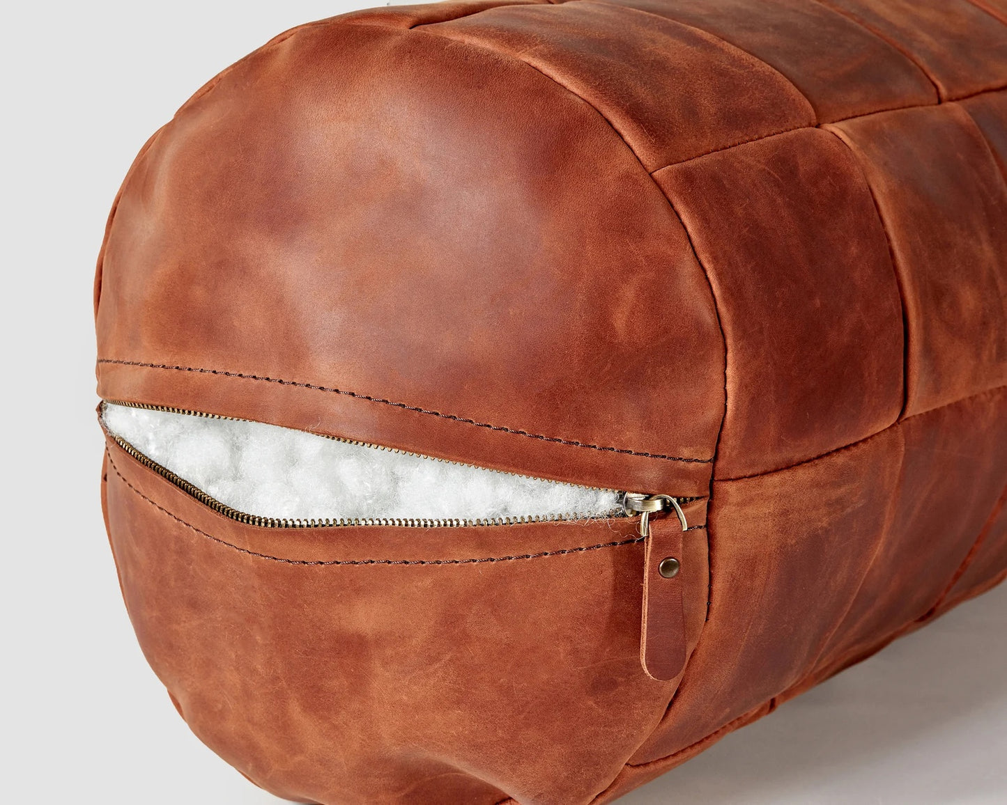 Handmade leather cushion cover with zip