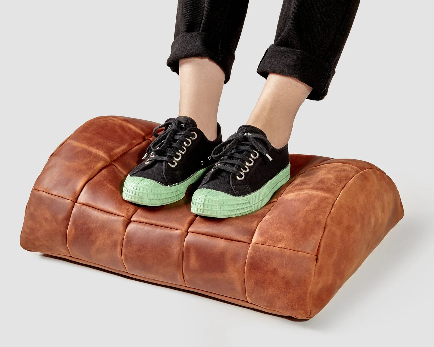 Handmade ergonomic leather footrest