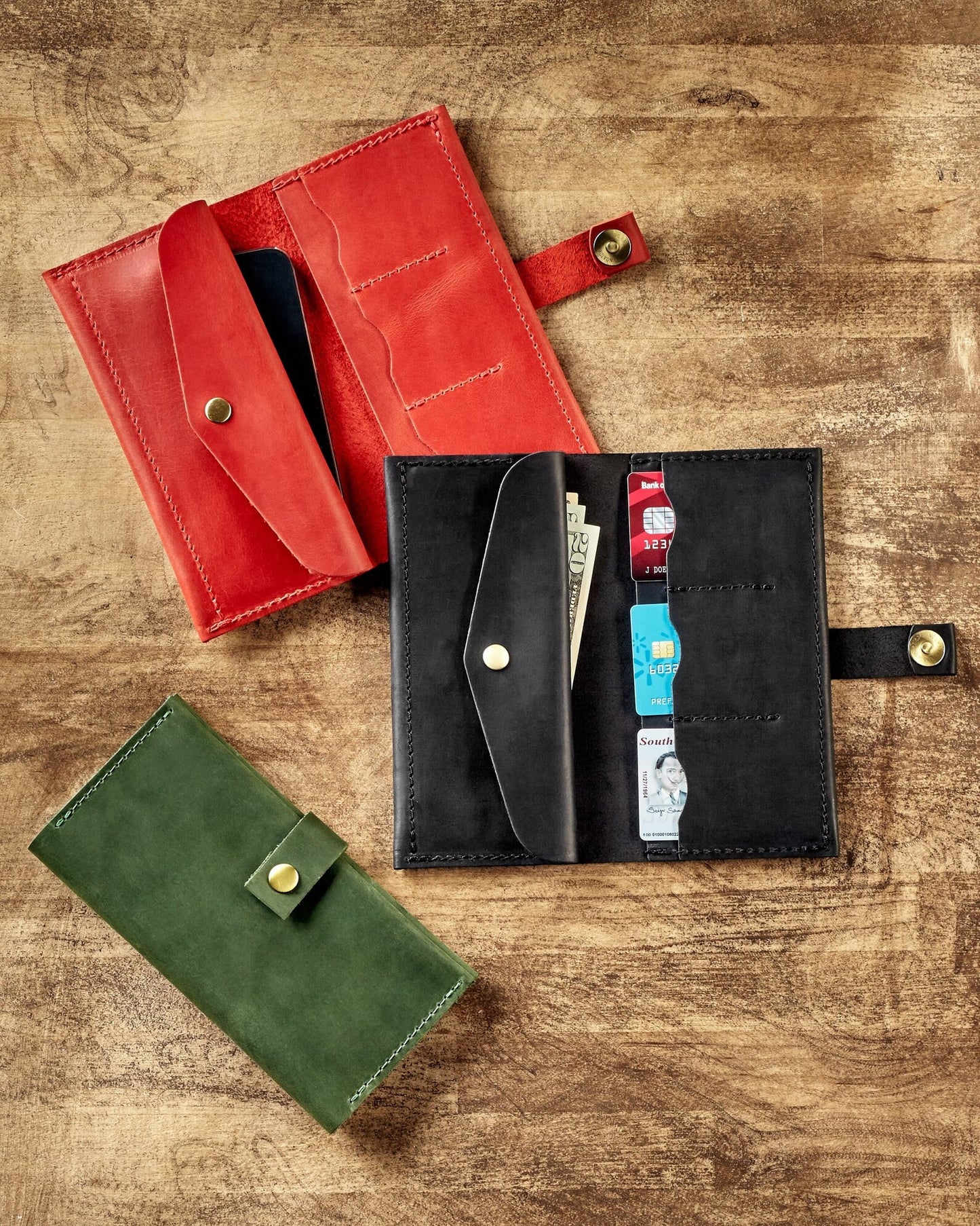 Handmade leather wallet organizer