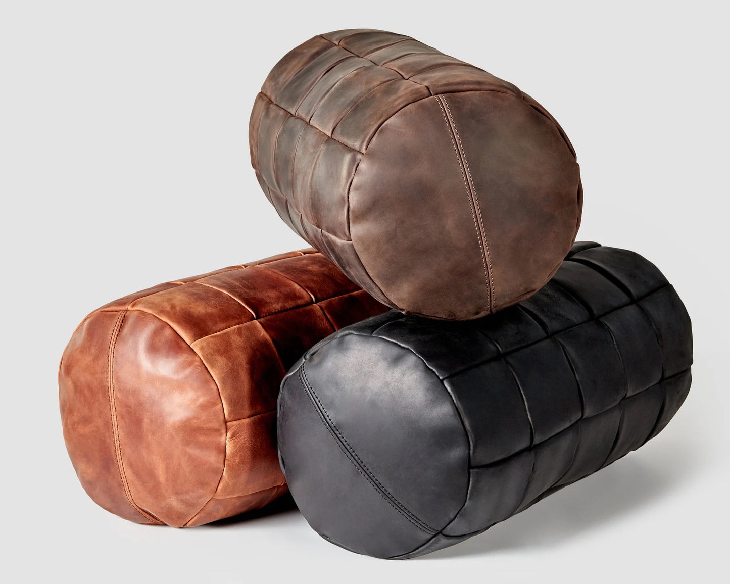 Handmade leather cushion cover with zip