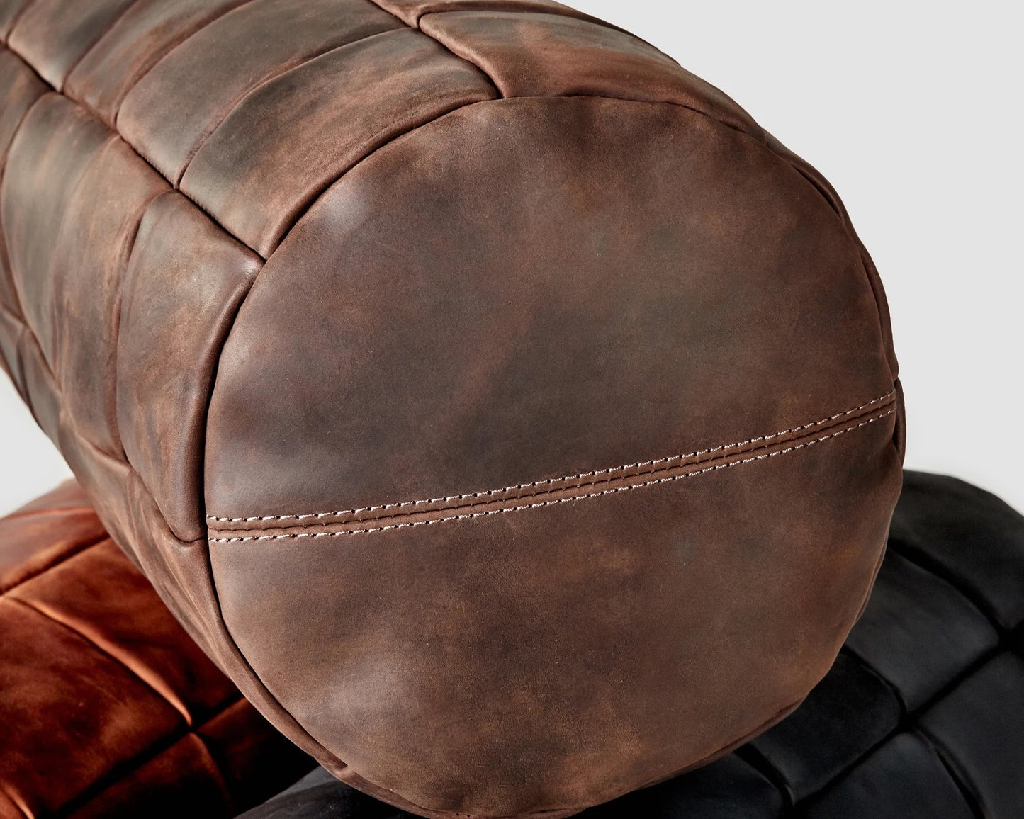 Handmade leather cushion cover with zip
