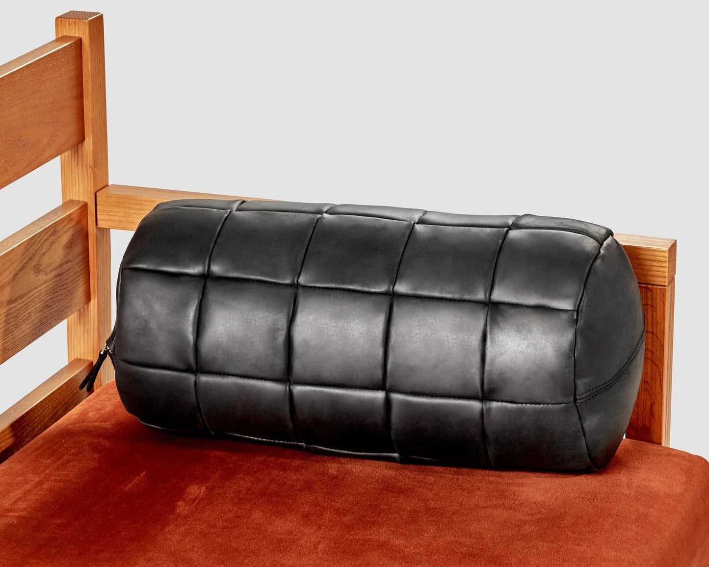 Handmade leather cushion cover with zip