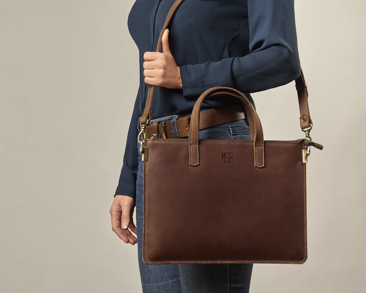 Handmade Laptoptasche aus Leder ALESSIA