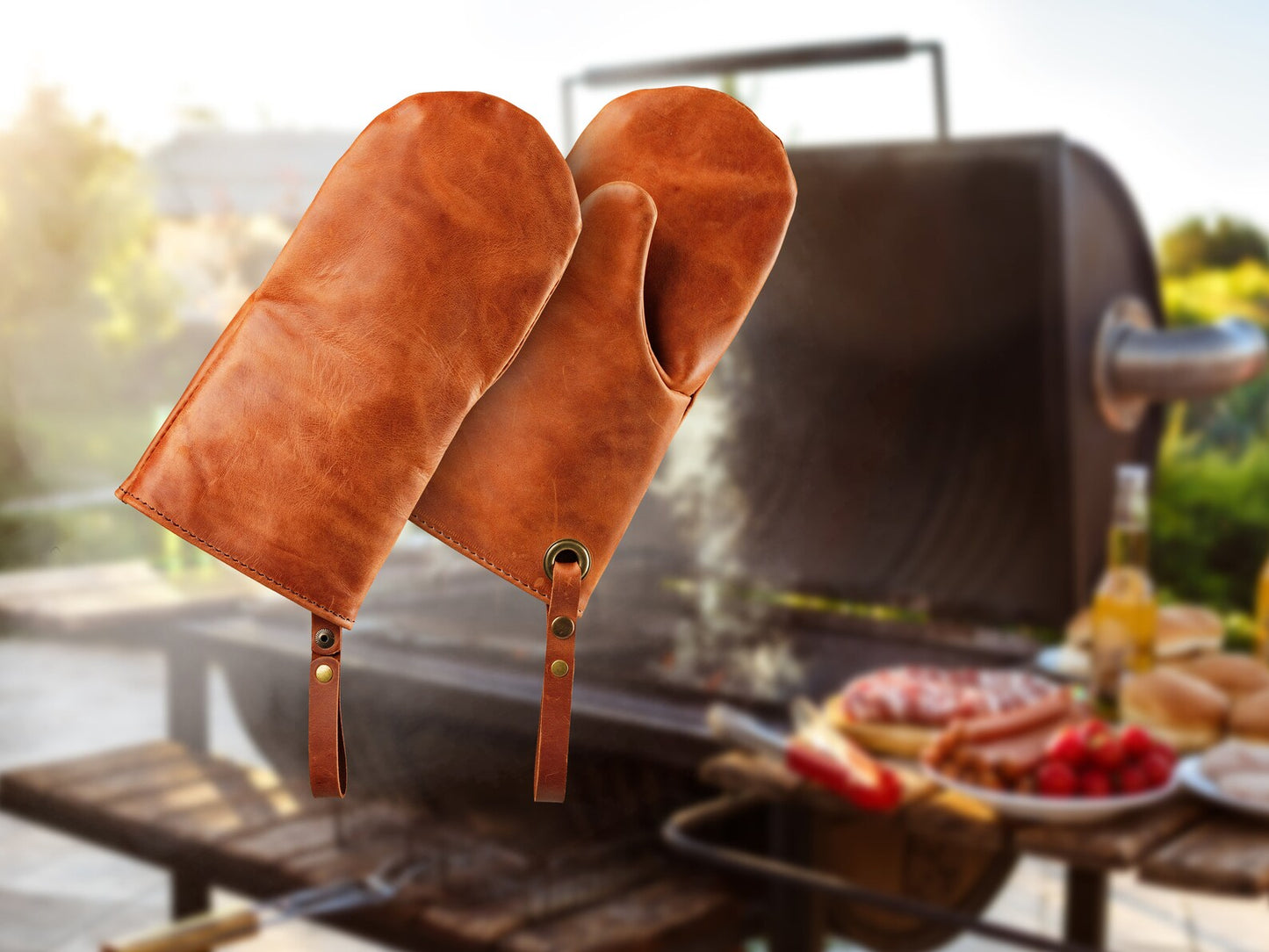 Handmade Grillhandschuhe aus Leder