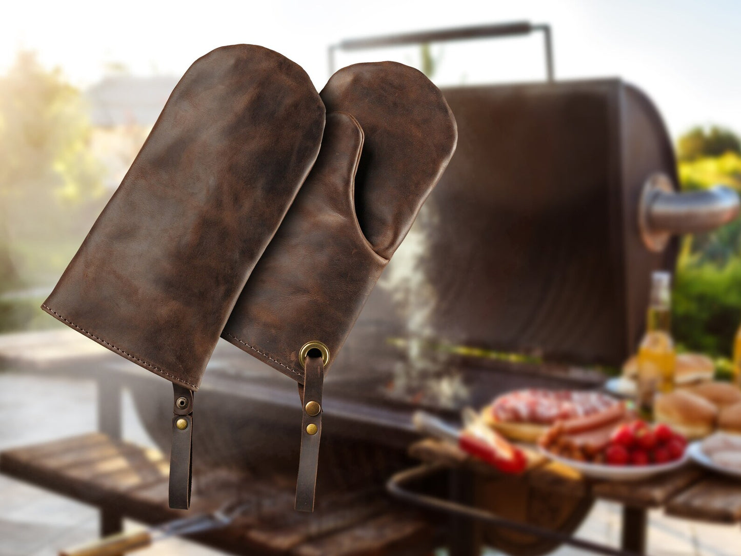 Handmade Grillhandschuhe aus Leder