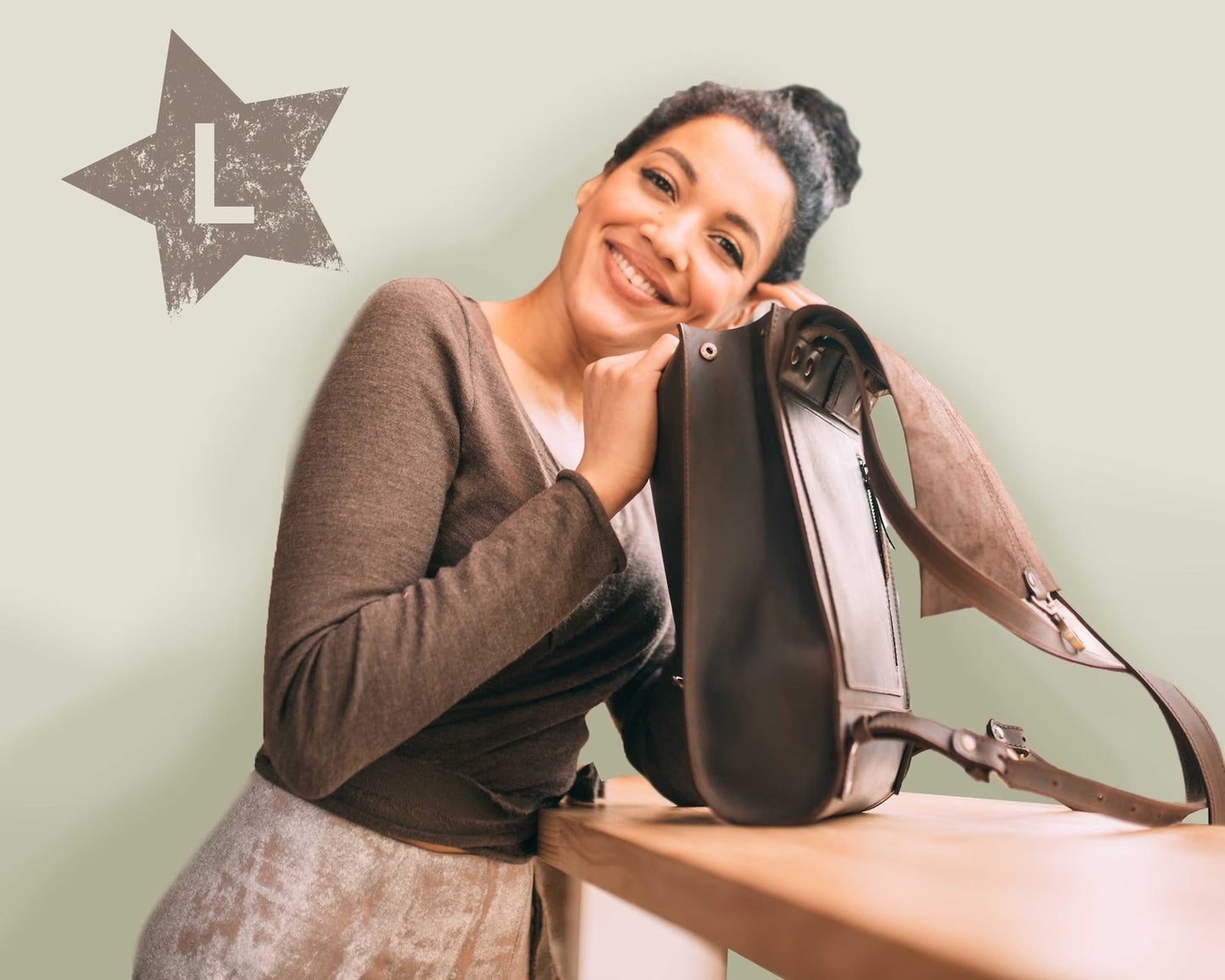 Handmade leather women's backpack FRANCESCA