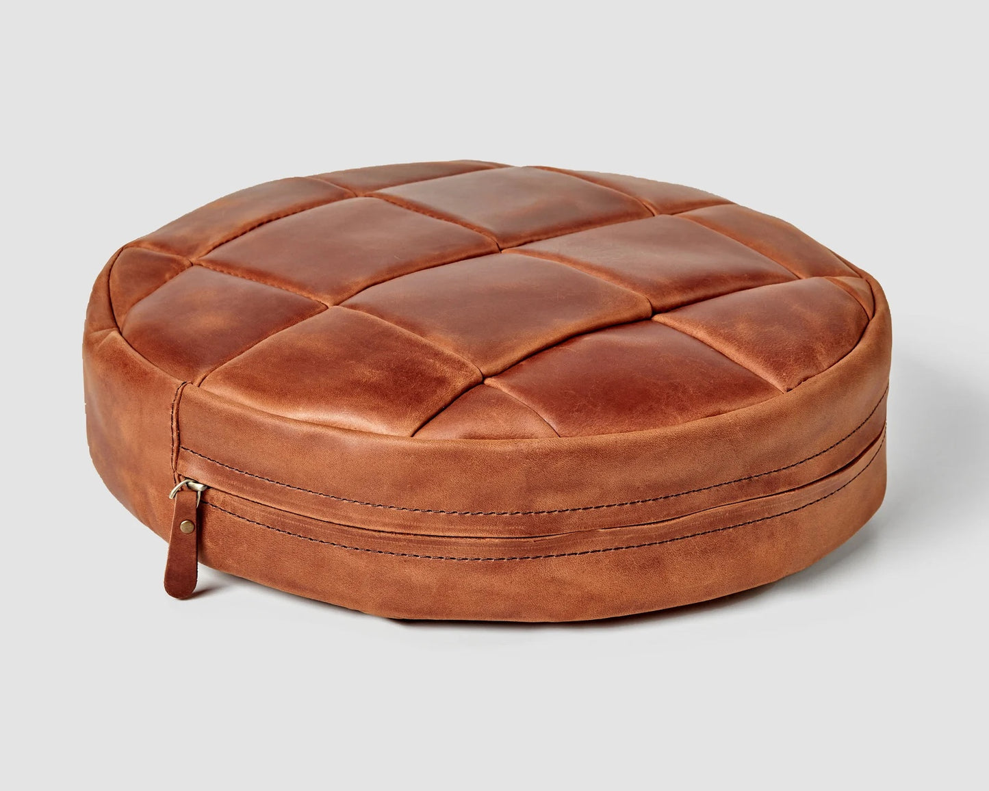 Handmade Sitzkissen aus Leder (rund)