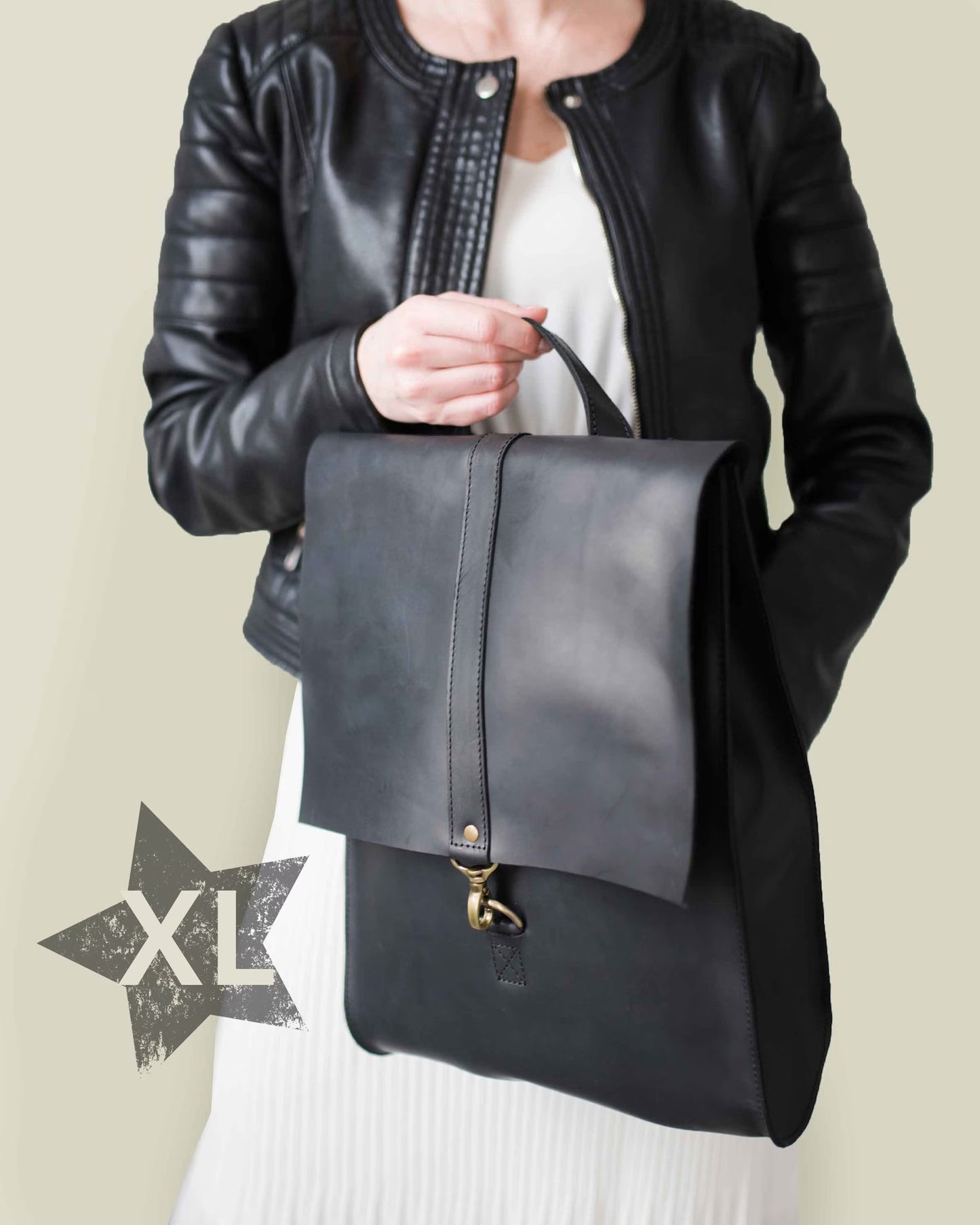 Handmade leather women's backpack FRANCESCA