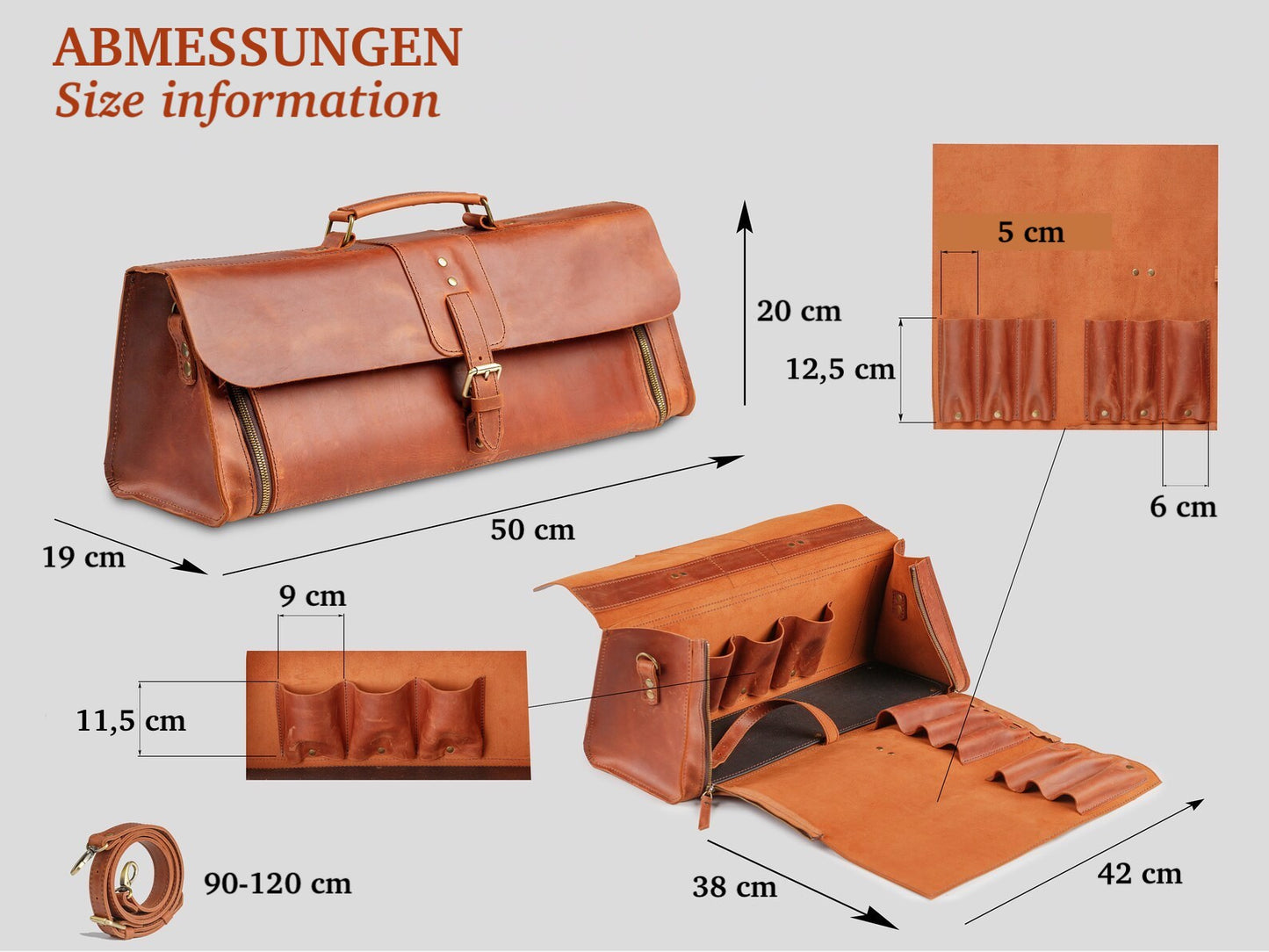 Handmade Grillwerkzeugstasche aus Leder