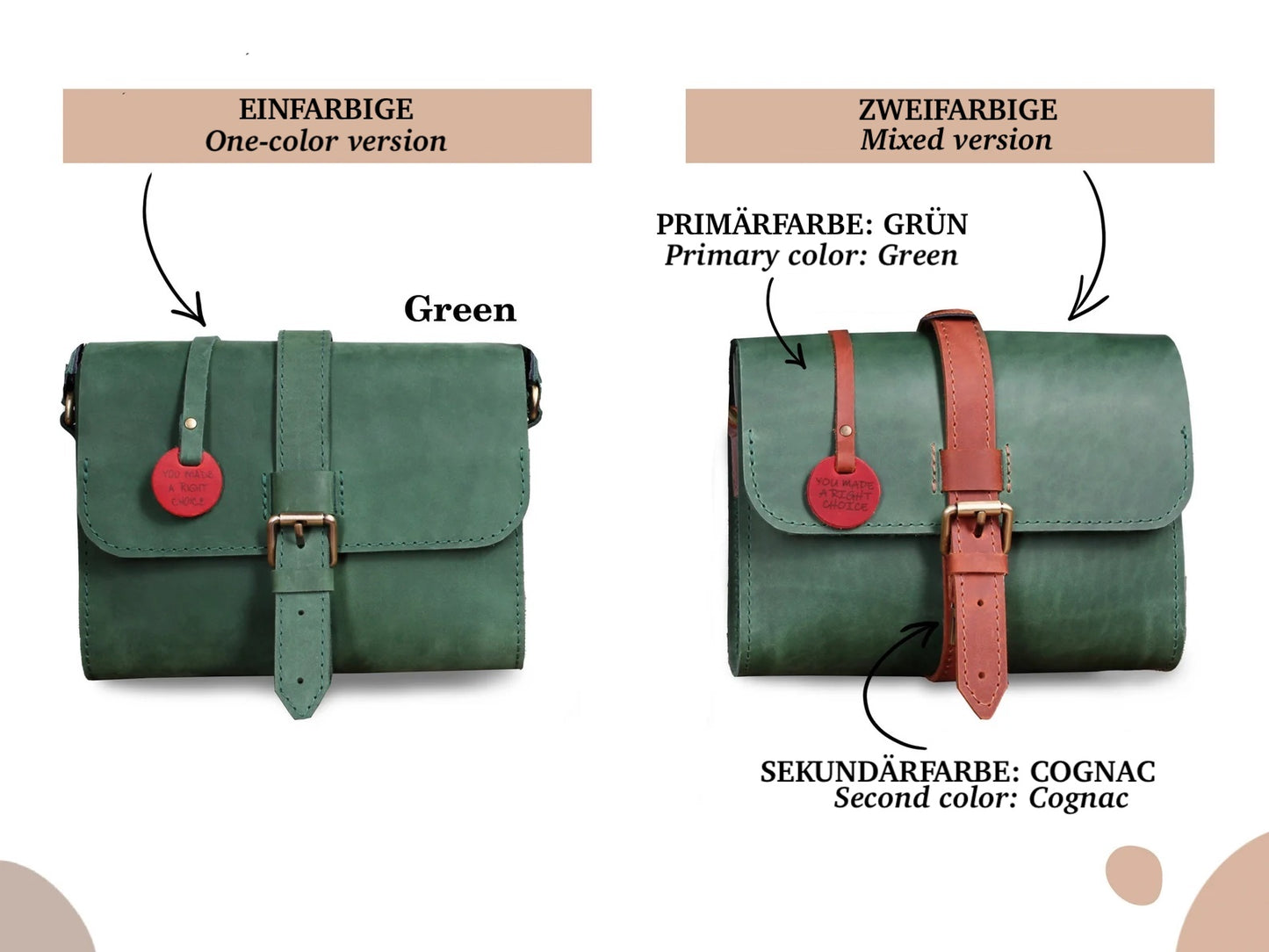 Handmade Umhängetasche aus Leder VIVIEN