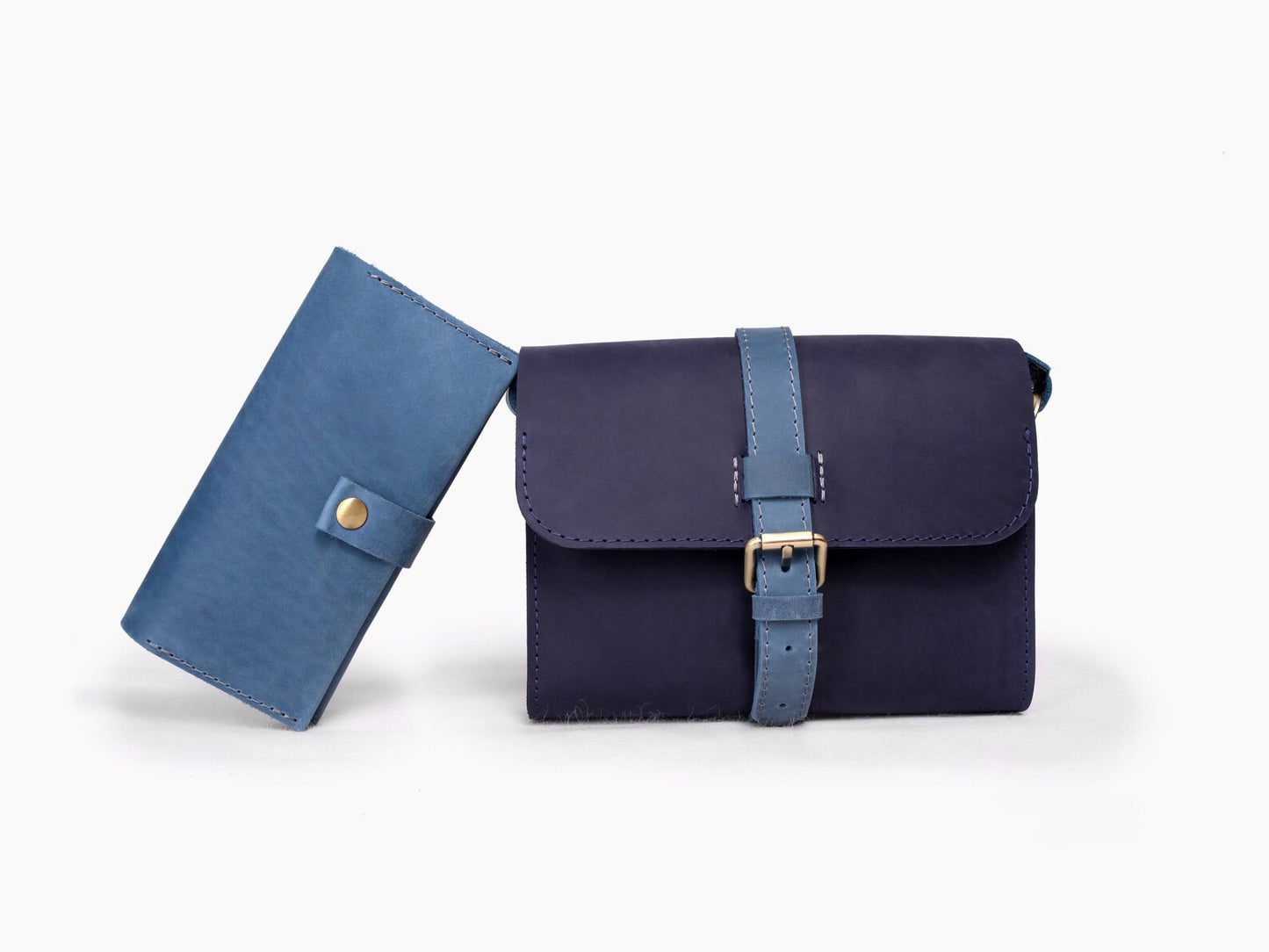 Handmade Umhängetasche "Vivien" und Geldbörse-Organizer aus Leder