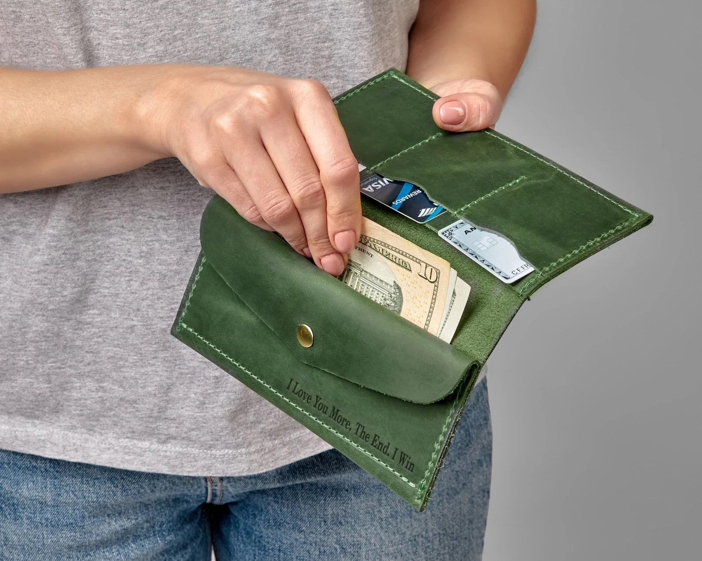 Handmade leather wallet organizer